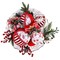 Red and White Fabric Christmas Tree Ornament, Holiday Bauble